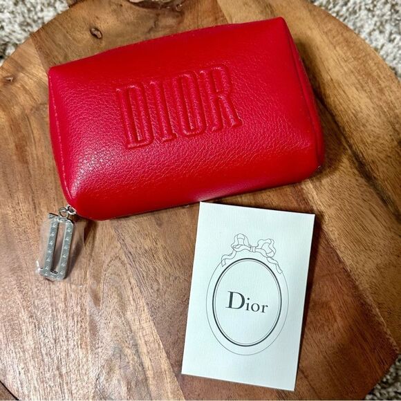 Dior Makeup Cosmetic Square Pouch Red Limited Edition - Picture 1 of 6